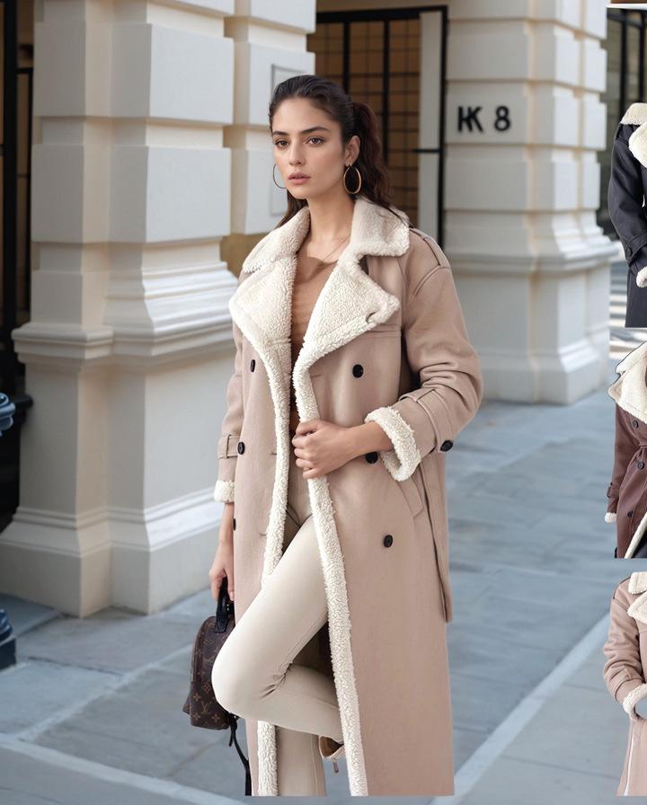 Abrigo de piel reversible para mujer Otoño/Invierno 2024 con cuello alto y solapa elegante