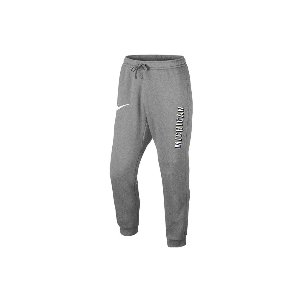 Nike Michigan Club Fleece Letter Print Brand Logo High-Waisted Drawstring Sweatpants Men Bottoms Light-Gray M71845P288-MIC