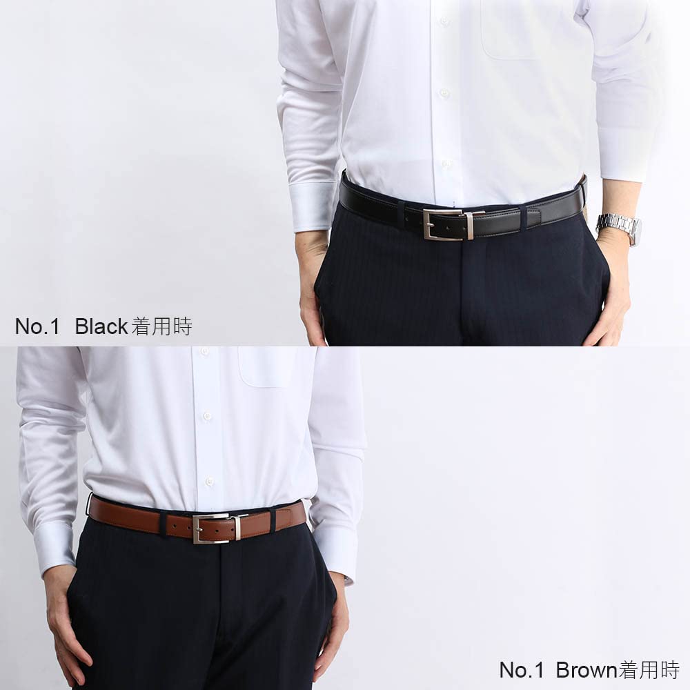 [Dress Code 101] Reversible Belt (Effortless Switching) Rotating Double-Sided Genuine Leather Men's Belt, Adjustable Length, Black & Brown, 2 Colors,