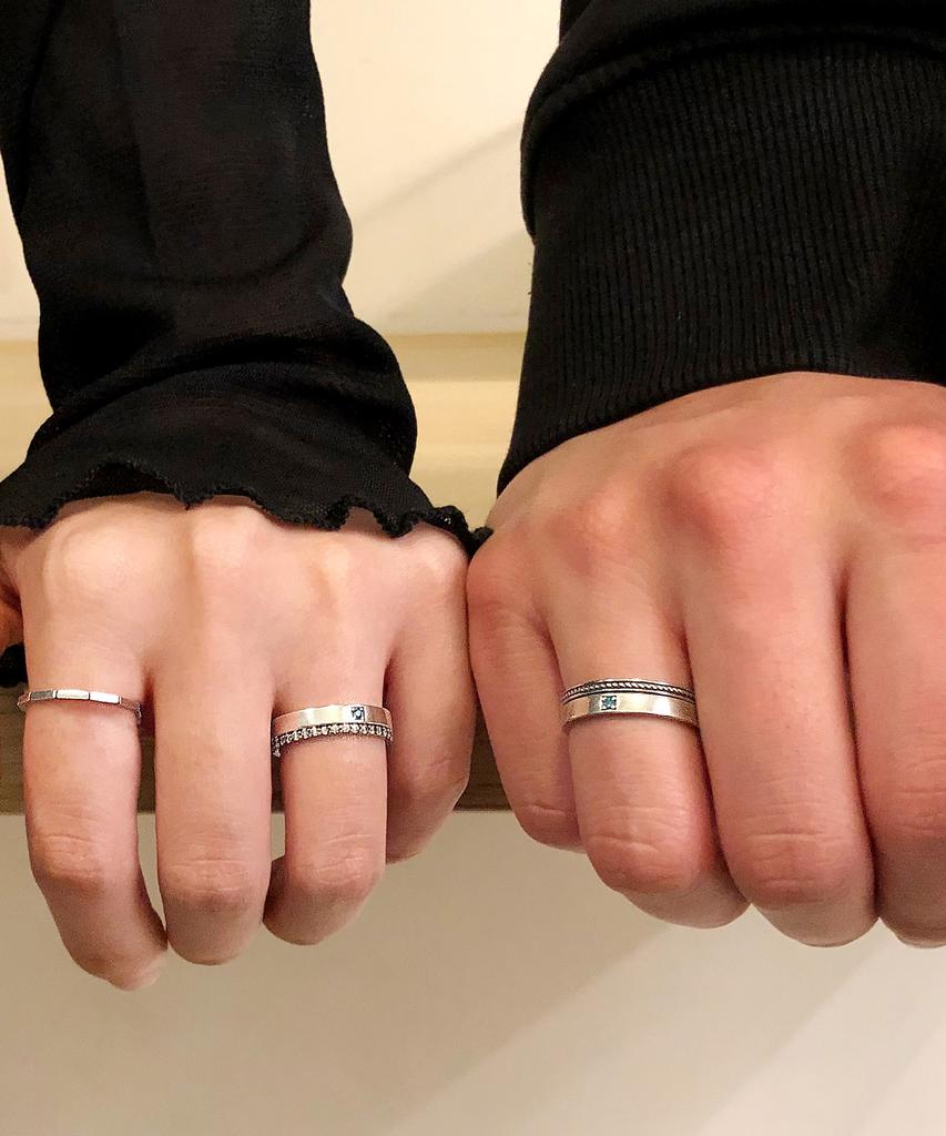47Bag 925 Silver Vinculo Diamond Couple Ring/ Vinculo