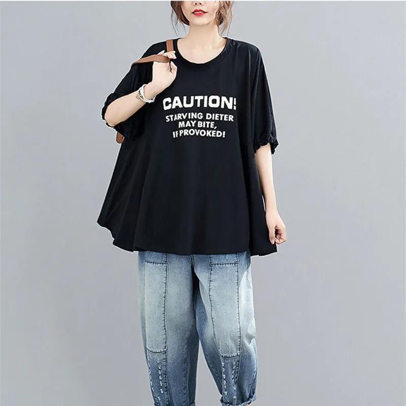 Spring and Summer Tops Age -reducing Thin Western Women's T-shirt Women's Belly Plus Size Loose Tops Clothing