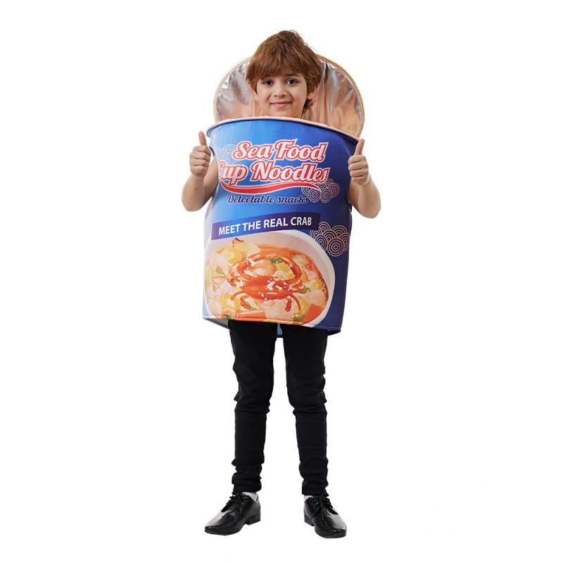Halloween Kids Bowl Noodle Costume Funny Seafood Soup Onesie School Party Cosplay Outfit