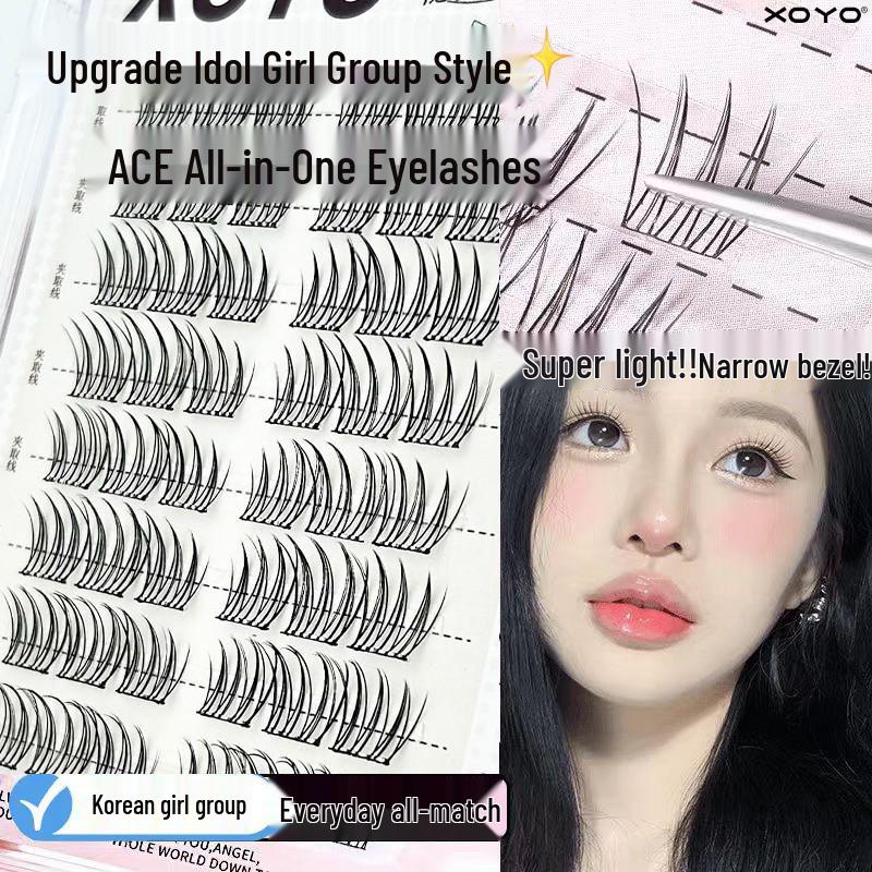 

Натуральные накладные ресницы в стиле корейских айдолов - XOYO ACE, Легкие трехшаговые сегментированные пучки.