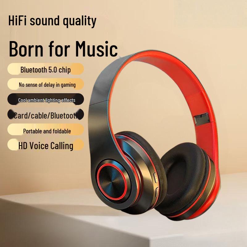 B39 Over-Ear Bluetooth Headphones with Cool Light Effects, Card Slot, and Superior Sound Quality for Men, Women, and Students.