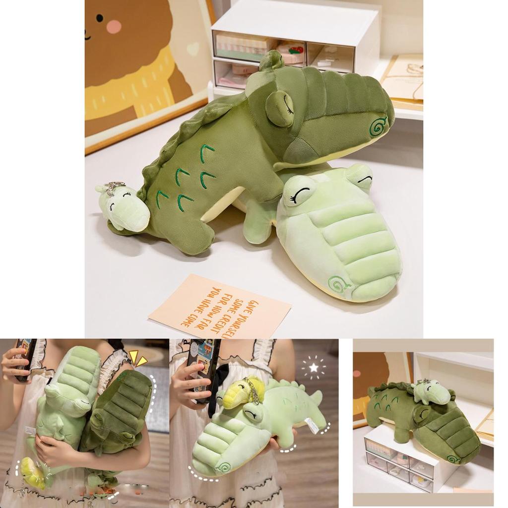 Adorable Plush Alligator Mother And Baby Pillow Toy With Soft Short Plush For Kids