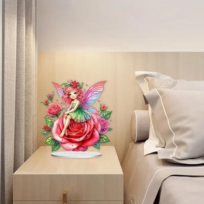 Acrylic 2D Flat DIY Diamond Painting Desktop Ornaments Kit 5D DIY Diamond Art Tabletop Decorations for Home Office Desktop Decor