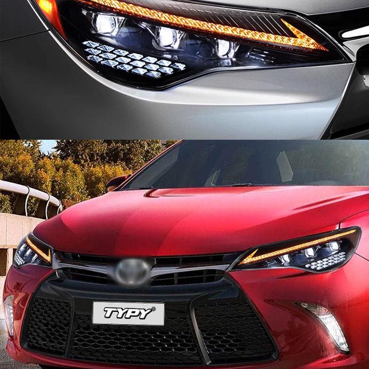 15-17 Toyota Camry US Headlight Assembly: LED Projector, Daytime Running, Flowing Turn Signal