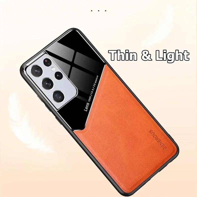 Luxury Leather Car Magnetic Protective Case for Samsung Galaxy S24 S23 S22 20 21  Note 20 Ultra S10 M55 M35 A15 Protect Shockproof Protection Cover