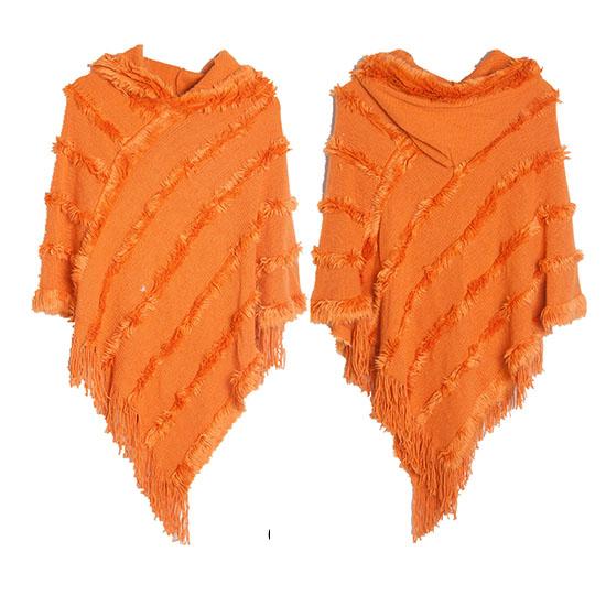 

Имитация кашемира, осень-зима, женский однотонный вязаный пуловер с капюшоном, плащ, шаль