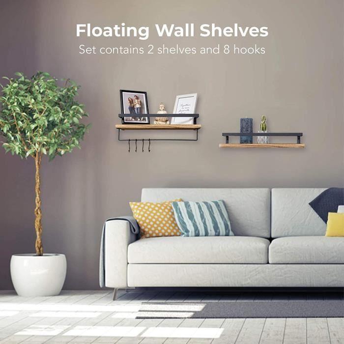Etagere murale boisLifeGoods Étagères Murales en Bois | Rustique Étagère Flottante Design | avec Por10