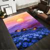 Sunset Landscape Carpet with Blue Flowers and Cottage Design Suitable for Use As an Anti-slip for Living Room Bedroom Sofas