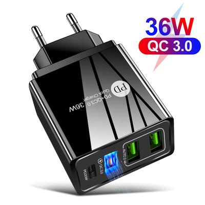 AC DC Telefonladegerät Adapter 36W Schnelllade PD 3 4 USB 5V Quelle für iPhone 13 12 11 Pro Samsung Huawei Xiaomi