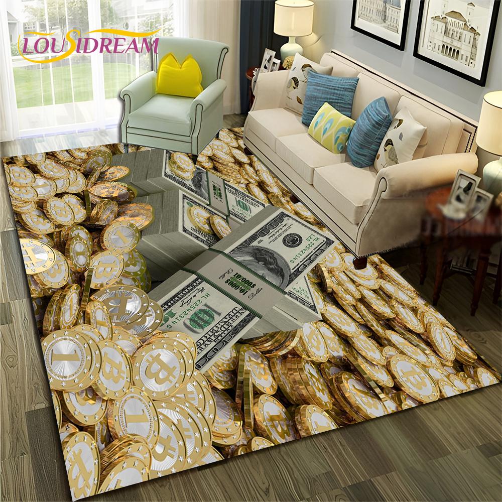 3D Dollar Euro Money  Rich Pattern Carpet Rug for Home Living Room Bedroom Sofa Doormat Decor,Child Area Rug Non-slip Floor Mat