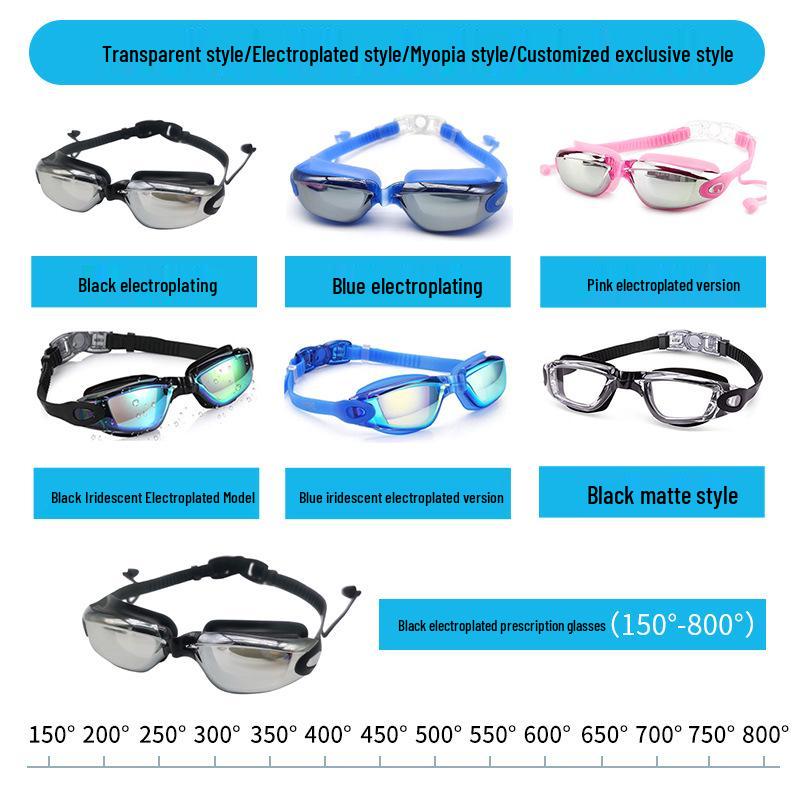 High-Definition Waterproof Anti-Fog Prescription Swimming Goggles for Adults