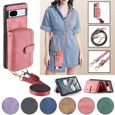 Google Pixel 9A Lederhülle mit Kartenfach & Lanyard