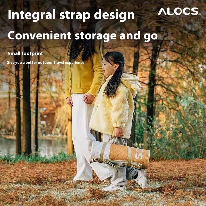 Alocs 200×180cm Thick Camping Mat - Waterproof Aluminum Bottom & Machine Washable, Portable Picnic Mat with Carry Bag Skin-Friendly