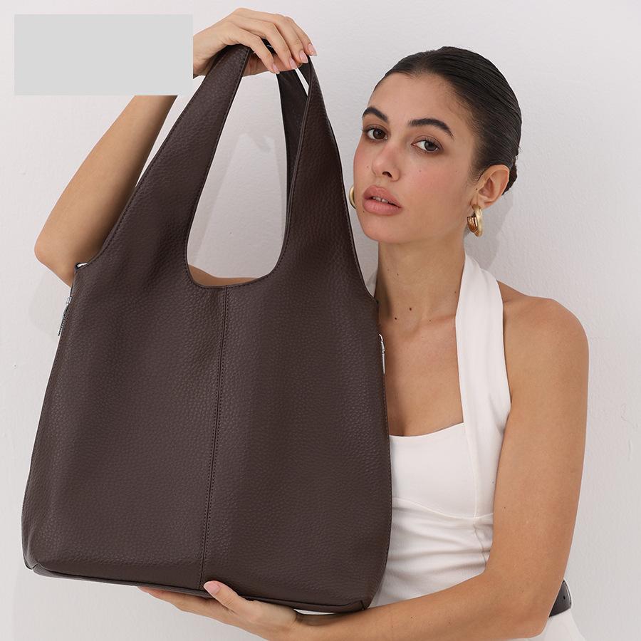 Weiche Lederhandtasche High-End Unterarm-Schultertasche Lässige und vielseitige Bucket Bag