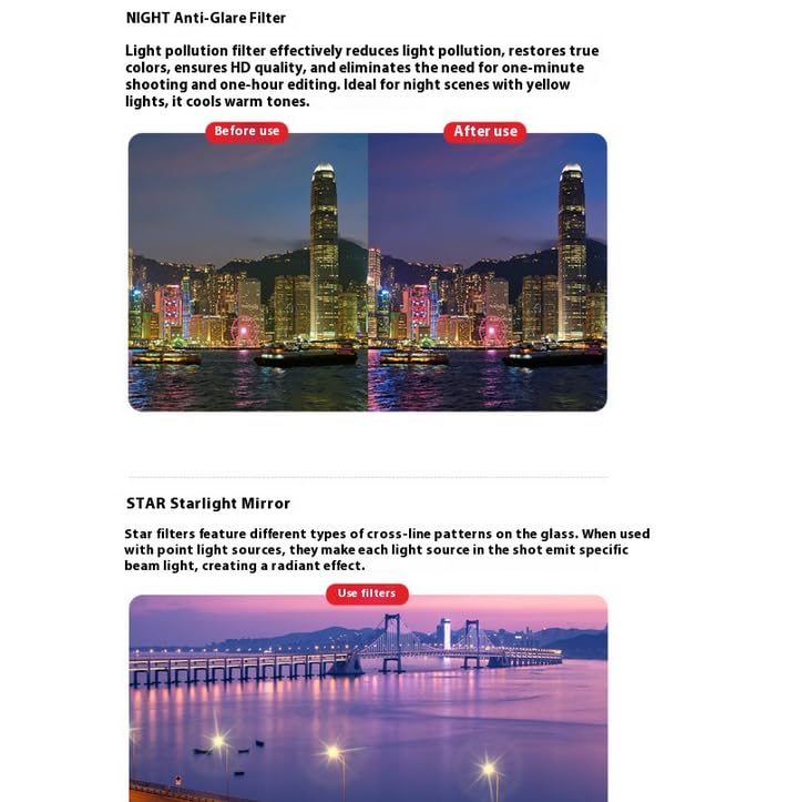 DJI Mini 5 Pro Filter Optical Glass Kit, High-Transmittance (UV/STAR/CPL/ND8-64/NIGHT/Black 1/4/ND-PL16-64)