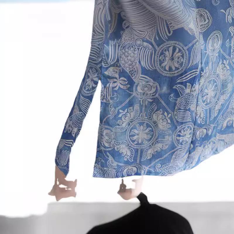 Retro Print Ethnic Style Plus Size Cheongsam Dress for Women