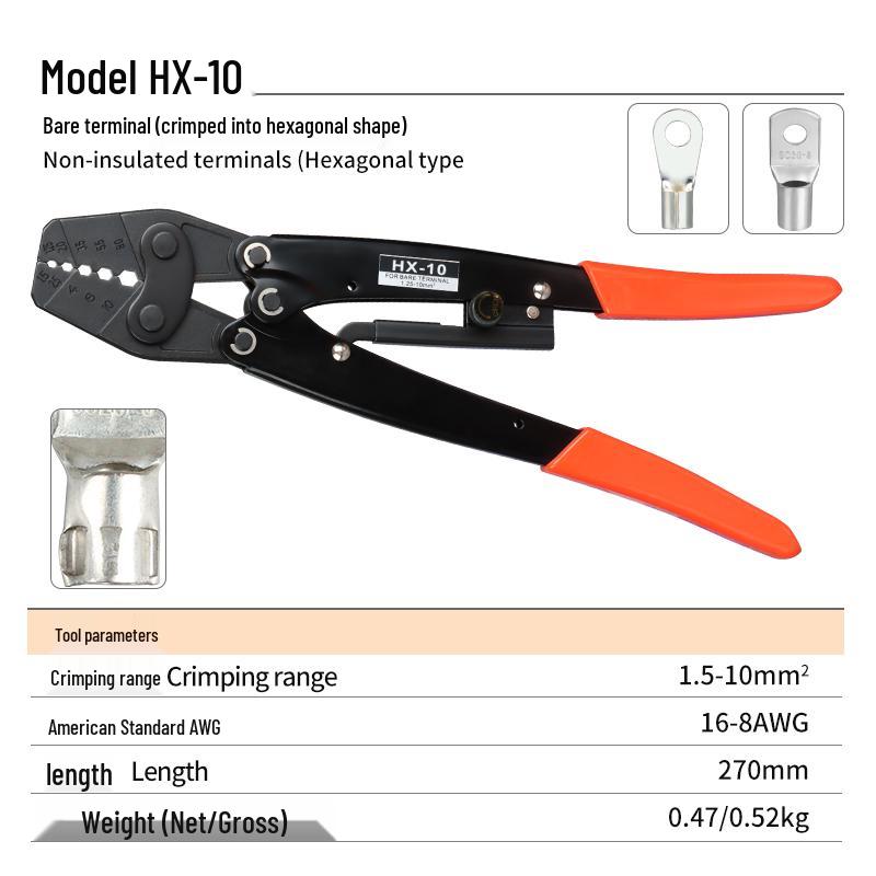 Ratchet Crimper for OT/SV/Ring/Fork Copper Wire Terminals