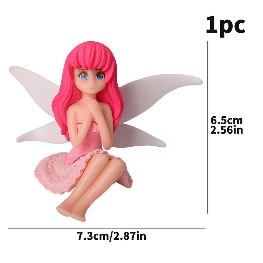 8/1Pcs Miniature Fairy Figurines Hand-Painted Small Flower Fairies with Wings Garden Micro Landscape Potted Cake Topper Decor