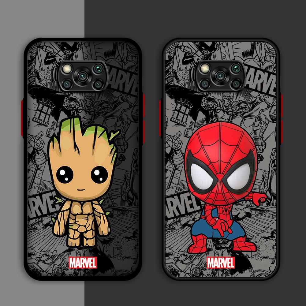 

Мягкий мультяшный чехол для телефона Marvel Groot Spiderman для Xiaomi Poco X4 Pro M5s X3 NFC M5 X3 Pro X4 GT F3 X5 Pro M3 C40 Прозрачный for Poco X3 NFC