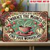 Vintage Metallschild "Embrace the Madness", 2D-gedruckte skurrile Kunst, Böhmisches Zuhause Inspirierender Deko-Akzent
