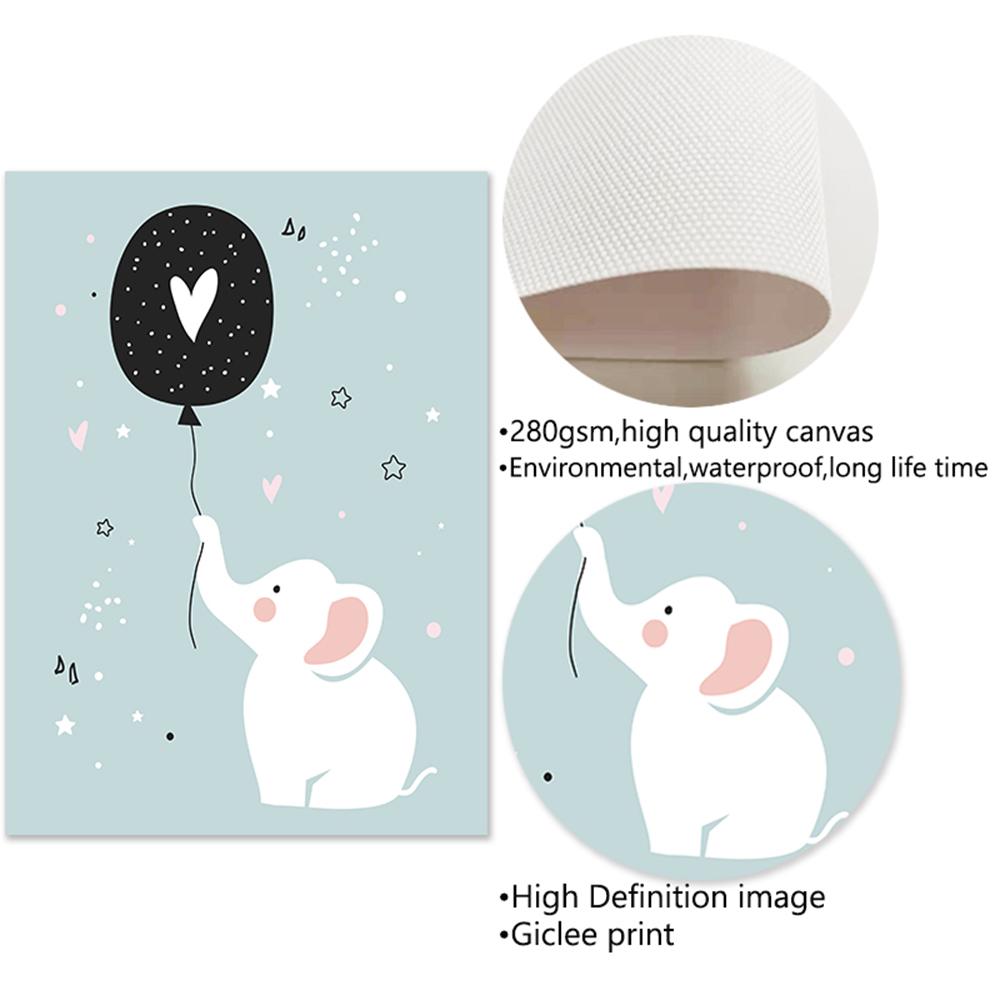 Elephant Lion Lamb Alphabet Nursery Wall Art Canvas Painting Poster Print Cartoon Decoration Picture Nordic Kids Baby Room Decor