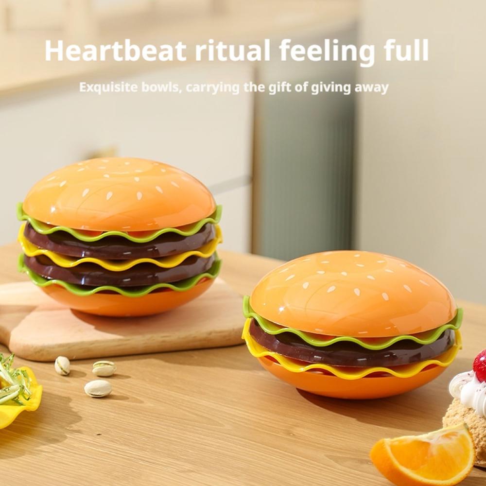 Stackable Hamburger Plate Set Burger 6 Layers Mini Dinner Plate High Value Bone Spit Plate Funny Sauce Container Tableware