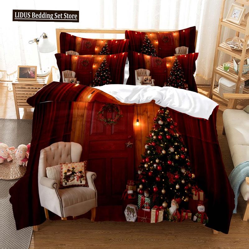 

Рождественский комплект пододеяльника Свеча Шишки Подарок Фестиваль Отмечается Счастливого Рождества Кинг Квин Для Подростков Полиэстеровый Постельный Комплект EU single(135x200cm)