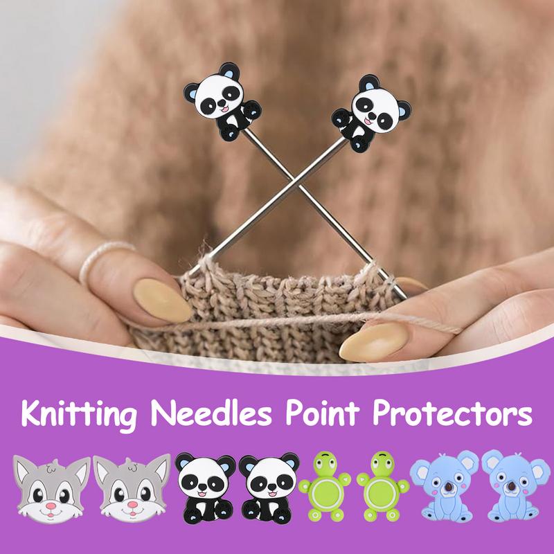 Knitting Needle Stoppers 8pcs Point Protectors Knitting In Koala Turtle Panda Cat Shape Cute Knitting Needle Tip Protectors