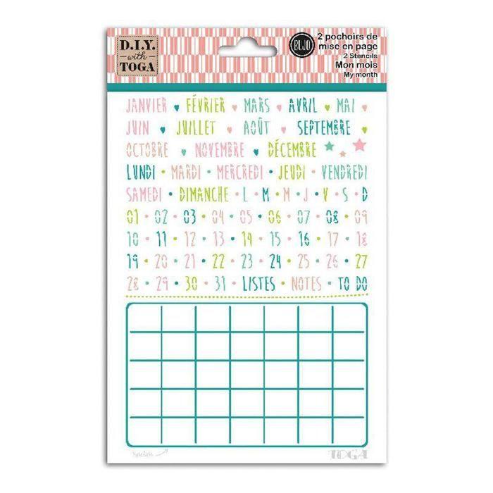 Stencils - Toga - Monthly Pages X2 - 15x20cm - Multicolor - DIY Bullet Journal