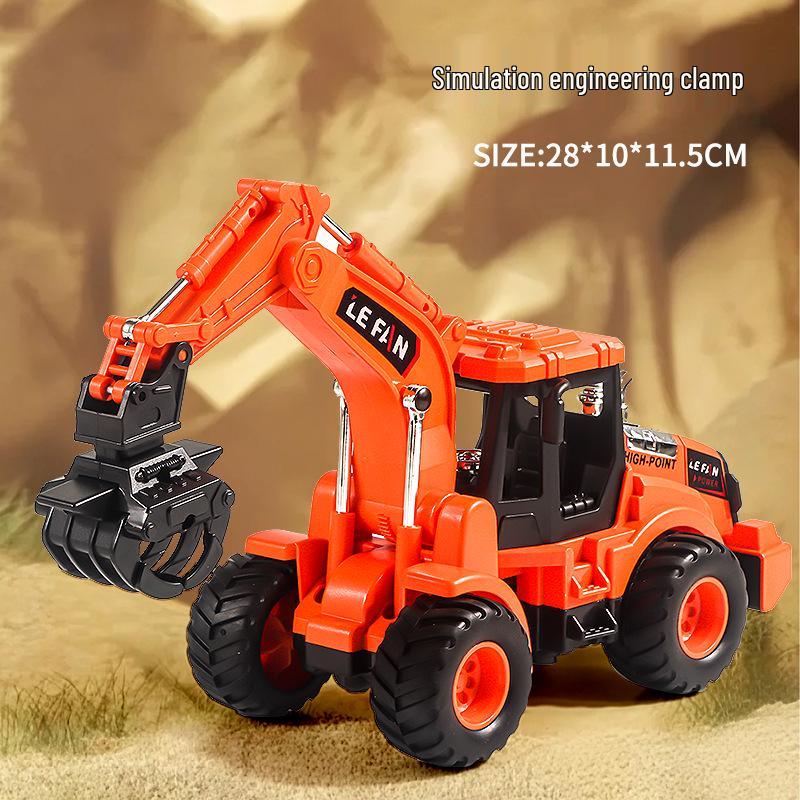Eylemsizlik Mühendislik Aracı için Damperli Kova ve Forklift Durdurma Arabası Modeli ile Çocuk İtmeli Ekskavatör Oyuncağı.
