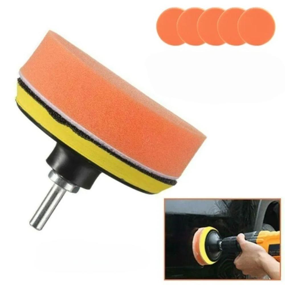 5pcs 5/6inch Car Polishing Buffer Pads Flat Sponge Waxing Pad Kit Self Adhesive Sponge Disc Automotive Beauty Care Accessories