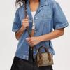 Coach Andrea Coated Canvas With Smooth Leather Tote Bag, Shopping Bag, Handbag Mini Women's Khaki CO975-IME74