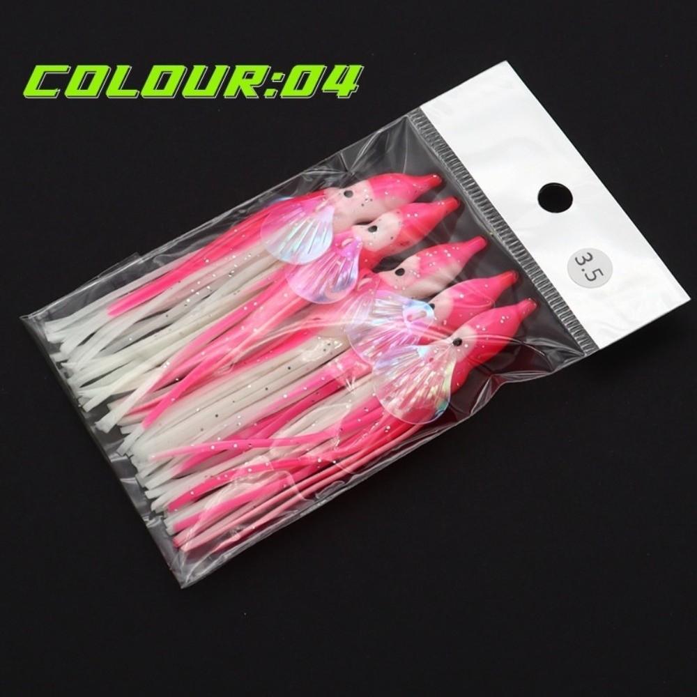 5pcs Glow-in-the-Dark Soft Rubber Octopus Skirts Soft Rubber Trolling Bait  Night Fishing