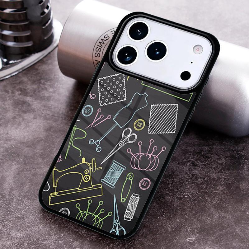Sewing Machine Pattern print Phone Case For iPhone 17,16e,15,14,13,12,11,Mini,Pro,MAX soft Silicone Cover