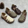 Johnature Sandalias casuales de cuero genuino para mujer, zapatos planos cómodos y versátiles con suela suave y transpirable