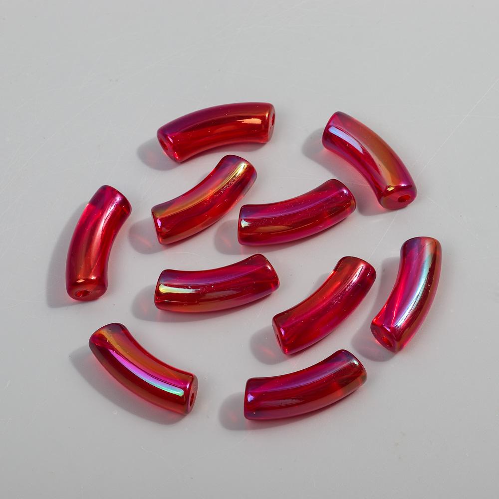 10pcs 34x11mm Acrylic Bamboo Curved Tube New Laser Transparent Loose Beads for Bracelet Necklace Making DIY Jewelry Accessories