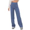 2024 Fashion Women's High-Waist Casual Straight Pants with Elastic Belt and Multiple Pockets