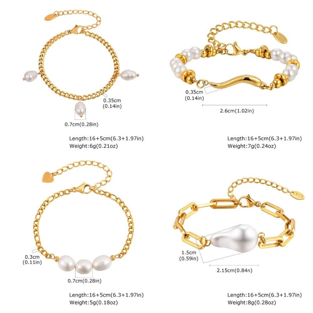 Adjustable Clasp Pearl Bracelet Elegant Chain Bracelet New Gold Plated Bracelet  Women Jewelry