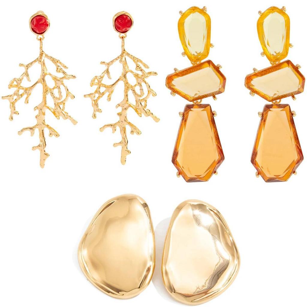 SHIXIN 3 Styles New Fashion Irregular Acrylic Pendant Earrings for Women Vintage Geometric Coral Drop Earrings Party Jewelry