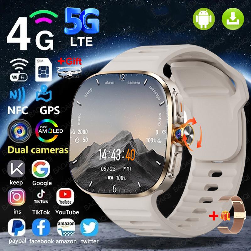 4G Full Network Smart Watch Mens 2.40 Inch Big Screen Video Call 16GB+256GB RAM 2100mAh Google Play WIFI GPS Sim Card Smartwatch