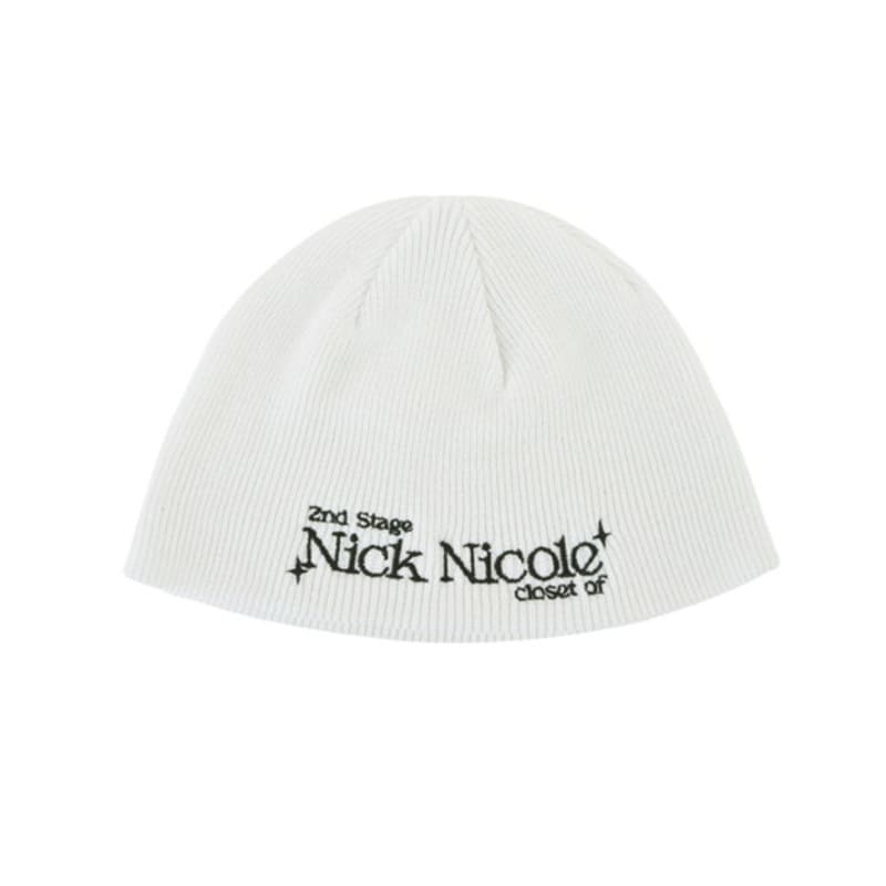 NICK&NICOLE BLINK LOGO LETTERING BEANIE_IVORY