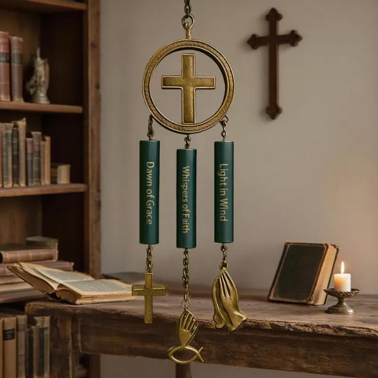 Faith-Inspired Wind Chime Christian Wind Chime with Bible Verses Patio Backyard Garden Outdoor Decoration Wind Bell Religious Inspirational Gift