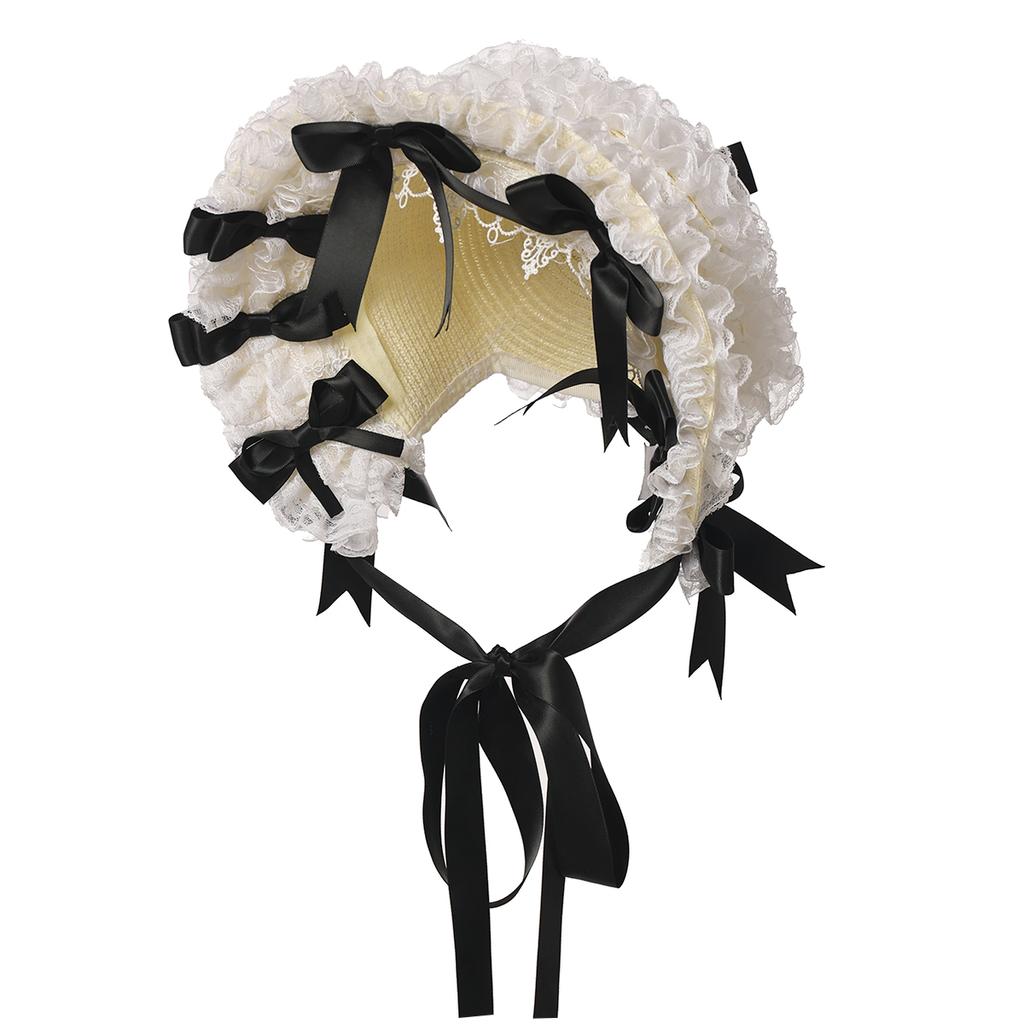 Lolita Lace Bonnet Hat Women Girl Victorian Party Straw Hat