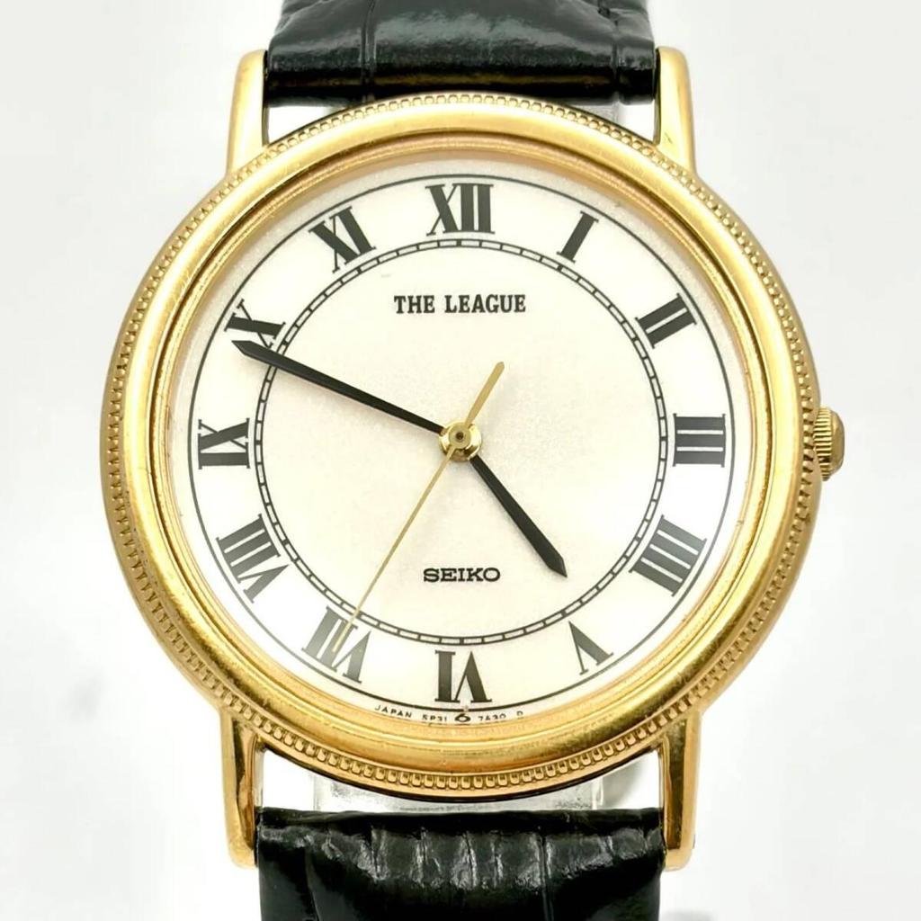 Used [New battery] SEIKO THE LEAGUE Roman Men's Watch Gold 5P31-7A40 700443 New Belt