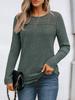 Casual Pullover Ribbed Loose Hollow-out Long-sleeved T-shirt Top