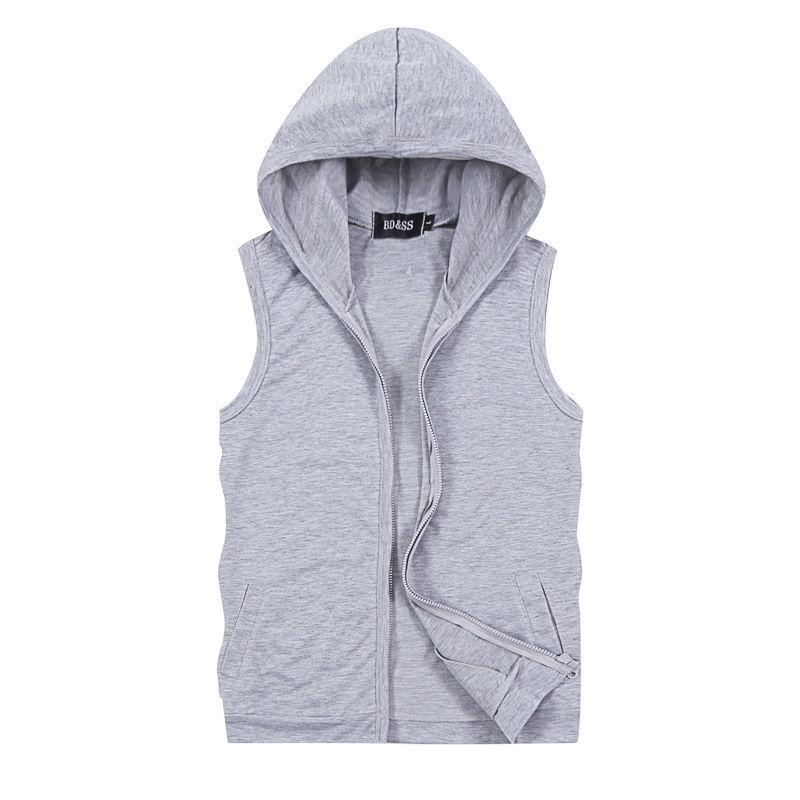 Men's Slim Fit Hooded Sleeveless Vest - Spring/Autumn, Plus Size, Lightweight Fitness Cardigan