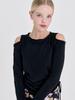 Losiya Open Shoulder String T-Shirt (Black)